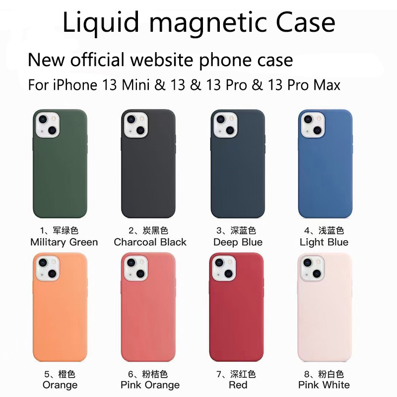 Originalna Apple Magsafe Liquid Silicone Magnetic Case za iPhone 12 13 Pro Max 13 Mini Cases Bežično punjenje Full Protect Cover