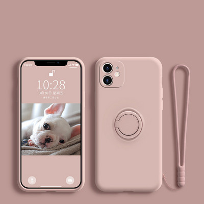 Πολυτελής Μαλακή Υγρή Θήκη σιλικόνης Για iPhone 13 12 mini 11 Pro XS X Max 7 8 6S Plus XR SE2020 Κάλυμμα με λουράκι για κρίκους βάσης