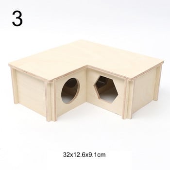 Hamster House Wooden Hideout Chamber Natural Wood Nest Habitat for Mini Gerbils Syrian Hamsters Junior Guinea Pigs