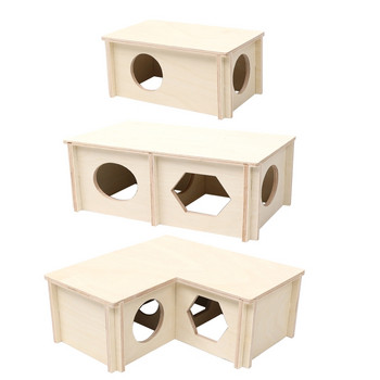Hamster House Wooden Hideout Chamber Natural Wood Nest Habitat for Mini Gerbils Syrian Hamsters Junior Guinea Pigs