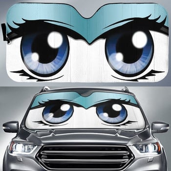 Sun Shade Car Windshield, Car Sun Shade Funny Car Eyes Sun Visor για παρμπρίζ αυτοκινήτου, Μαύρη ταινία ανθεκτική στη φθορά, αναδιπλούμενη