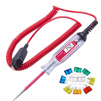 3–48 V automobilių sunkvežimių skaitmeninis LCD grandinės testeris su 11 pėdų vielos automobilio grandinės linijos bandymo rašiklio įtampos matuokliu ir lempos zondo diagnostikos įrankiu