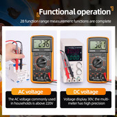 Feszültségmérő Környezetbarát Frekvencia Ellenállás Plug and Play AC/DC Ampermérő Voltmérő Ohm Teszter villanyszerelőknek