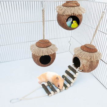 Birds Parrots Nest Κρεμαστό δεντρόσπιτο για μικρά χάμστερ πουλιών Φορητό παιχνίδι μασήματος πουλιών Nest Bed Bird-cage παιχνίδι