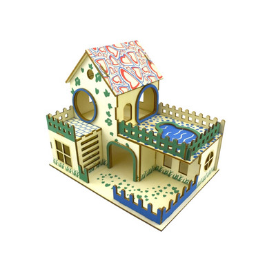 Drveno skrovište za hrčke Male životinje 2-katna vila Soba Kuća Habitat Dekor 2 stila Ulazni promjer 1,57"