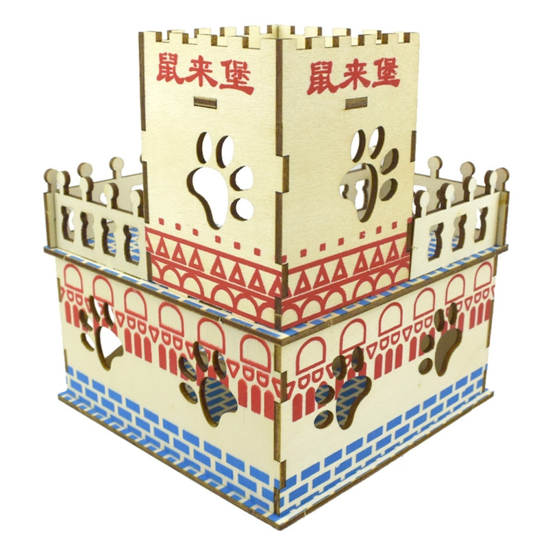 Drveno skrovište za hrčke Male životinje 2-katna vila Soba Kuća Habitat Dekor 2 stila Ulazni promjer 1,57"