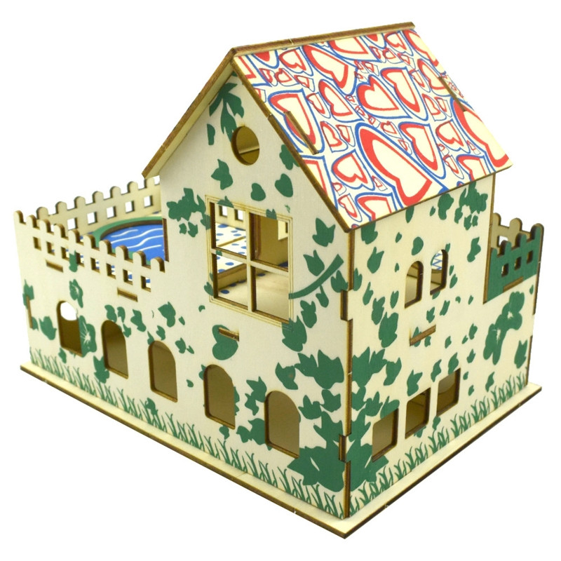 Drveno skrovište za hrčke Male životinje 2-katna vila Soba Kuća Habitat Dekor 2 stila Ulazni promjer 1,57"