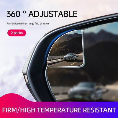 1Pair New Car Blind Spot Mirror HD Glass Frameless 360 Degree Wide Angle Adjustable Convex Rearview Mirror Parking Assist Mirror