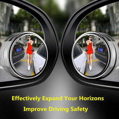 2pcs Car Rearview Mirror Small Round Mirror Blind Zone Assisted Mirror Car Mirror 360 Degree Adjustable Glass Rearview Mirror
