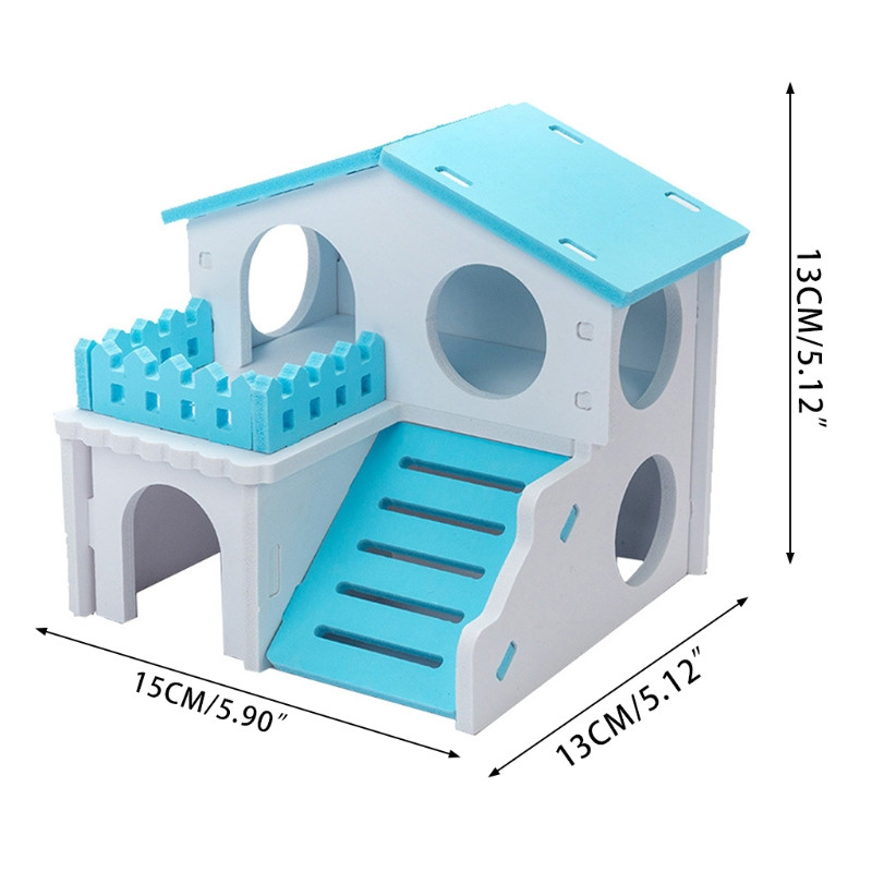Drvena vila za hrčke Kuća na dva kata Mali kućni ljubimci Skrovište Stanište za gniježđenje za gerbile Činčile Zamorci Male životinje