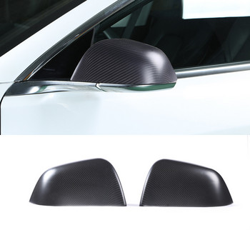 Истински въглеродни влакна за Tesla Model 3 Y Страничен стикер на капака на задното огледало за обратно виждане Модификация на външния декор 2017-2022 Сух въглерод