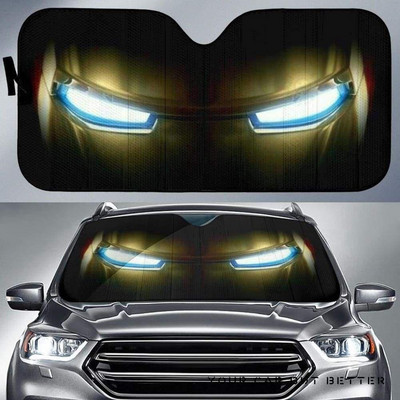 Első szélvédős napernyő az autóhoz Cool Iron Eyes Print Auto Visor Shield Cover Nyári Jármű napernyők pare soleil de voiture