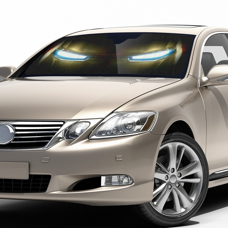 Első szélvédős napernyő az autóhoz Cool Iron Eyes Print Auto Visor Shield Cover Nyári Jármű napernyők pare soleil de voiture