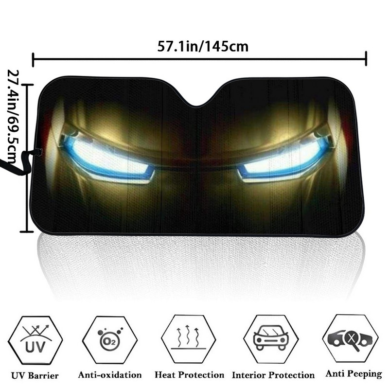 Első szélvédős napernyő az autóhoz Cool Iron Eyes Print Auto Visor Shield Cover Nyári Jármű napernyők pare soleil de voiture