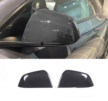 Κάλυμμα πίσω καθρέφτη για Tesla Model 3 Y Real Dry Carbon Fiber Πλαϊνοί Καθρέπτες Αυτοκόλλητο Εξωτερική διακόσμηση 2017-2023