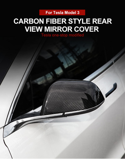 Κάλυμμα πίσω καθρέφτη για Tesla Model 3 Y Real Dry Carbon Fiber Πλαϊνοί Καθρέπτες Αυτοκόλλητο Εξωτερική διακόσμηση 2017-2023