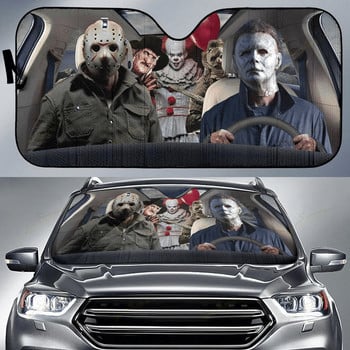 Ταινία τρόμου Car SunShade Jason Voorhees, Freddy Krueger, Pennywise Car SunShade χαρακτήρες ταινιών τρόμου