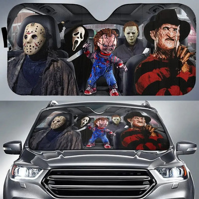 Horror Movie Car SunShade Jason Voorhees , Freddy Krueger , Pennywise Car SunShade horrorfilm szereplők