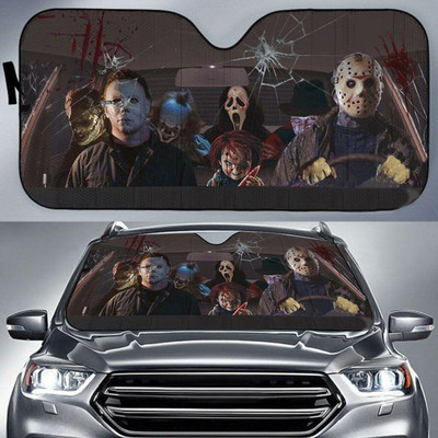 Horror Movie Car SunShade Jason Voorhees , Freddy Krueger , Pennywise Car SunShade horrorfilm szereplők