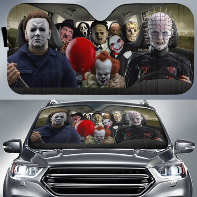 Horror Movie Car SunShade Jason Voorhees , Freddy Krueger , Pennywise Car SunShade horrorfilm szereplők