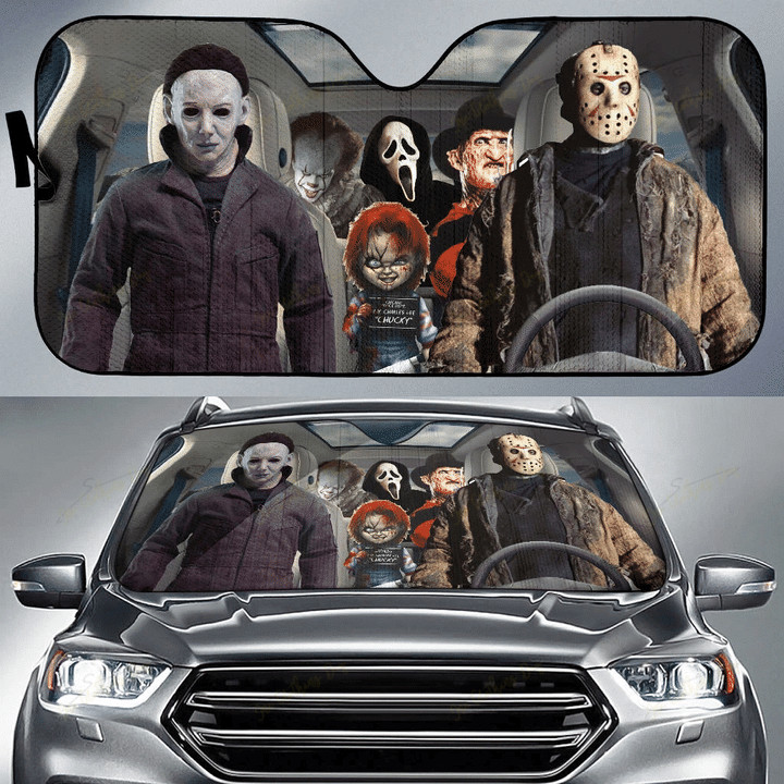 Horror Movie Car SunShade Jason Voorhees , Freddy Krueger , Pennywise Car SunShade horrorfilm szereplők