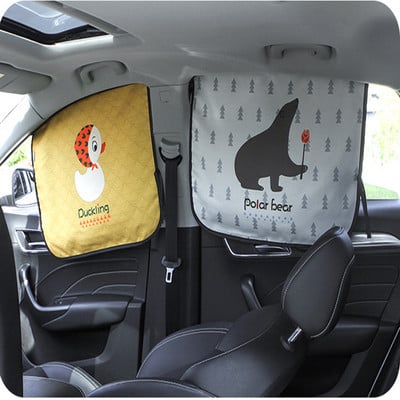 Universal Magnetic Curtain In The Cartoon Sunshade Cartoon Side Window Sunshade UV Protection for Baby Kids