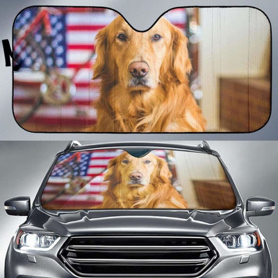 Golden Retriever napszemüveget viselő autós szélvédő napernyő, vidám labrador retriever család összecsukható napernyővédő