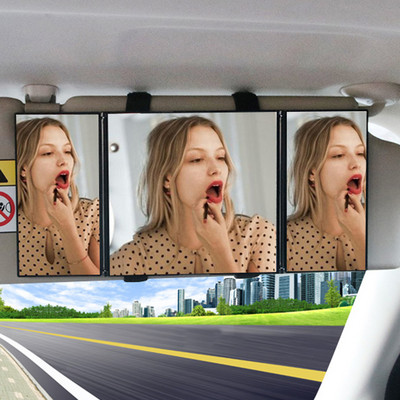 2021 Automobilsko kozmetičko ogledalo od nehrđajućeg čelika Prijenosno ogledalo za šminkanje za zaštitu od sunca Praktična unutrašnjost automobila 110X65 mm za uređenje automobila