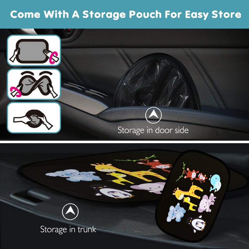 2 buc. Design creativ Umbrele de soare pentru mașină Jaluzele pentru geamuri din spate și laterale Scut termic pentru mașină Protejează umbrirea ferestrei pentru bebeluși