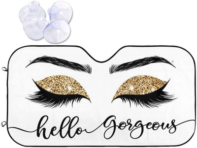 Hello Gorgeous autó szélvédő napernyő, rózsaszín (flitter nélkül) szempilla első ablak napernyők, összecsukható blokk UV sugarak napellenző Protec