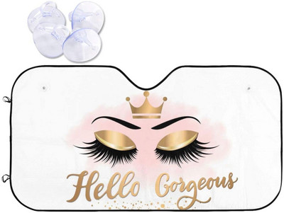 Hello Gorgeous autó szélvédő napernyő, rózsaszín (flitter nélkül) szempilla első ablak napernyők, összecsukható blokk UV sugarak napellenző Protec