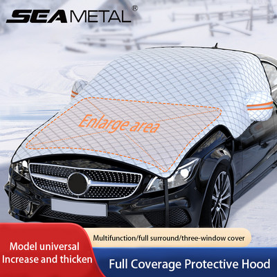 SEAMETAL 7-Layer Thicken Car Snow Cover Extra Large Car Windshield Snow Ice Sunshade Protector Covers for Hatchback Sedan SUV
