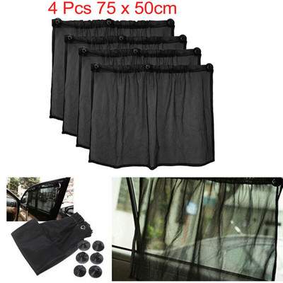 70x50cm autó oldalablak oldalfüggöny összecsukott hálós napernyő fekete UV védelem védő ablakfólia 4* tapadókorongos lakókocsival