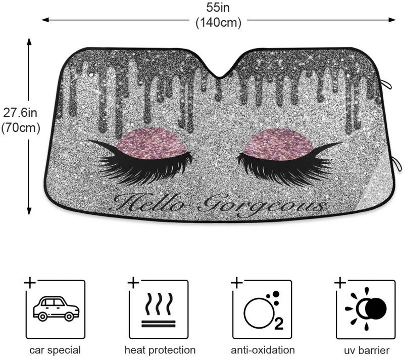 YiGee szemhéjpúder Hello Gorgeous autó szélvédő napernyővel - blokkolja az UV sugarakat napellenző védő, napernyő, hogy megőrizze járművét