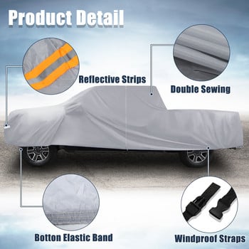 X Autohaux Pickup Truck Cover for Toyota Tacoma Double Cab 4 Door 6,1 Feet Bed 05-21 Sun Rain Dust Wind Snow Protection 190T PU