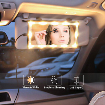 Вътрешно огледало Сензорен превключвател Огледало за грим Огледало за кола Огледало за грим с 60 LED светлини 3 режима на осветление Заден сенник