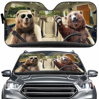 Tup Vicces sör első ablak napernyő medve üdvözli az autót napvédő pajzs szélvédő napfényvisszaverő autós ülés napernyő automatikus burkolat blokk