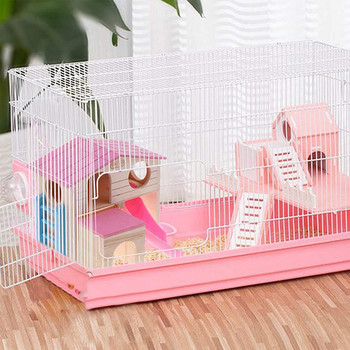 Къща за хамстери Домашни любимци Скривалище за малки животни със забавна стълба за катерене Пързалка Дървена колиба Игра играчки Дъвчащи за хамстер Мишка