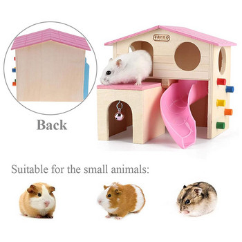 Χάμστερ Σπίτι κατοικίδια Μικρό κρησφύγετο ζώων με αστεία σκάλα αναρρίχησης διαφάνεια ξύλινη καλύβα Παίξτε παιχνίδια μασώ για χάμστερ ποντίκι