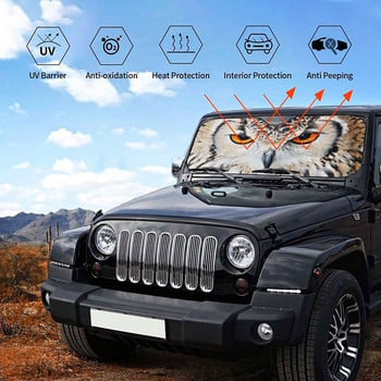 Foruidea Cool Owl Eye Car Windshield Sun Shade Auto Sunshade for Car Truck SUV-Blocks Uv Rays Sun Protector-Keeps Your Veh