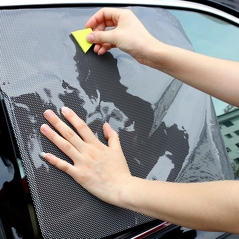 2/4 buc 38x42cm DIY Autocolante pentru mașină de vară Umbrele de soare Protecție solară Acoperire pentru fereastră Umbrelă de soare din PVC Negru Protecție laterală pentru geam