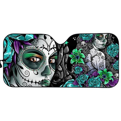 Day of the Dead Sugar Skull Car Sun Shade Παρμπρίζ Πτυσσόμενο Sunshade για Παρμπρίζ Γυναικεία Κοριτσίστικα Αξεσουάρ Καλύμματα