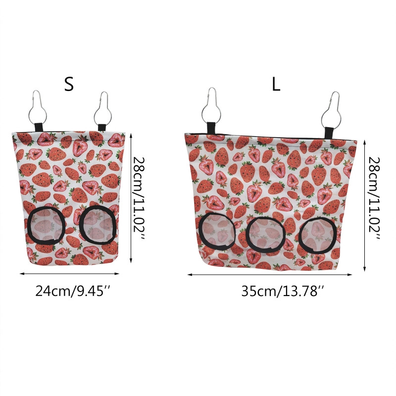 Ινδικά χοιρίδια 2 τρύπες 3 τρύπες Τσάντες τροφοδοσίας σανού Εκτυπωμένος φράουλα Τροφοδότης κουνελιού τσιντσιλά Αξεσουάρ κλουβιού οργάνωση τροφίμων