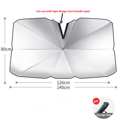 125CM/140CM salokāms automašīnas vējstikls saulessargs lietussargs automašīnas salona pārsegs priekšējais logs, UV aizsardzība, žalūzijas aizkars