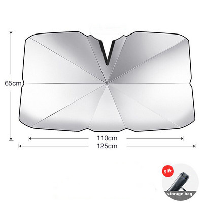 125CM/140CM salokāms automašīnas vējstikls saulessargs lietussargs automašīnas salona pārsegs priekšējais logs, UV aizsardzība, žalūzijas aizkars