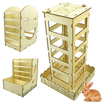 K5DC Ξύλινος τροφοδότης σανού για ινδικό χοιρίδιο Τροφοδότης κουνελιών Hay Rack Manger for Cage Bunny Chinchilla Μπολ για τροφοδοσία ζώων