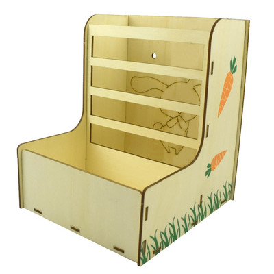 K5DC medinė šieno lesyklėlė jūrų kiaulytei triušių šėrykla Šieno lentynėlė narveliui zuikiui šinšilai mažų gyvūnų šėrimo dubenys