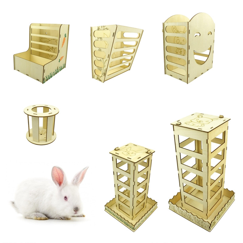 K5DC medinė šieno lesyklėlė jūrų kiaulytei triušių šėrykla Šieno lentynėlė narveliui zuikiui šinšilai mažų gyvūnų šėrimo dubenys