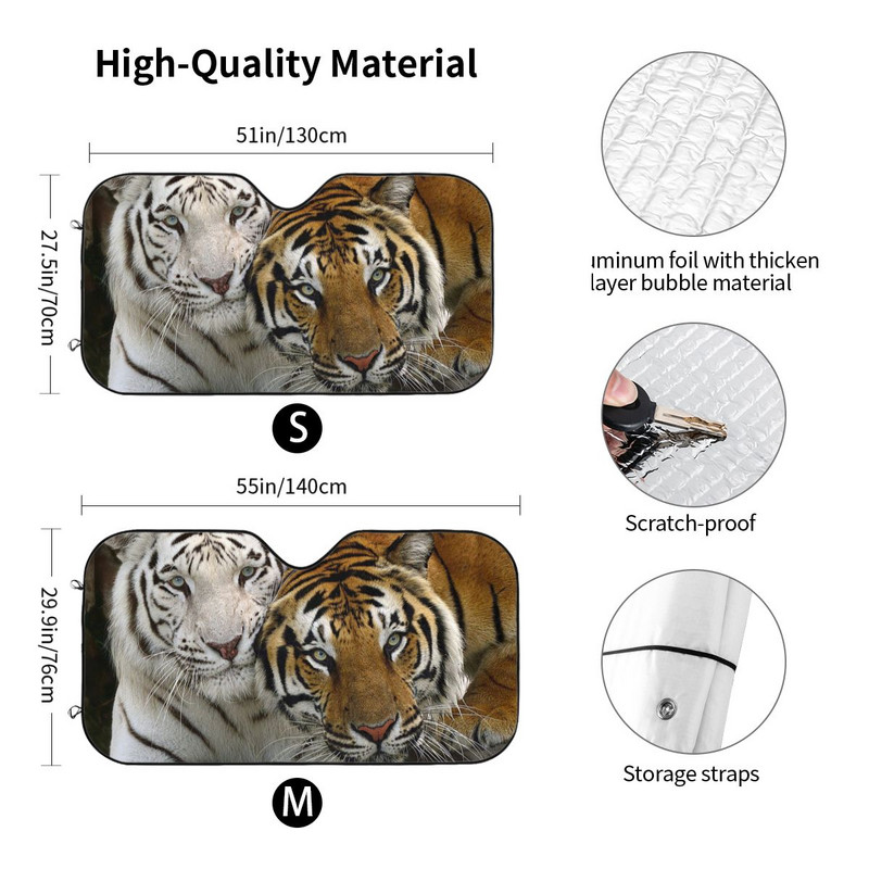 Bengal Tiger szélvédő napernyő Animal Lovers összecsukható autó első ablakvédő 76x140 cm napernyő napellenző autós stílus