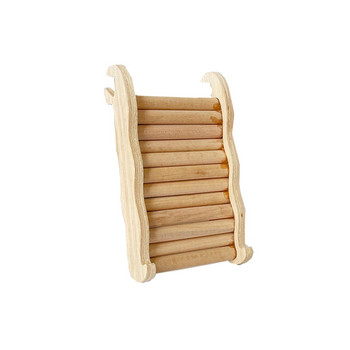 K5DC Дървена стълба за катерене Играчка за хамстер Гризачи Малки животни Дъвчащи играчки Мост от естествено дърво Лесен за инсталиране